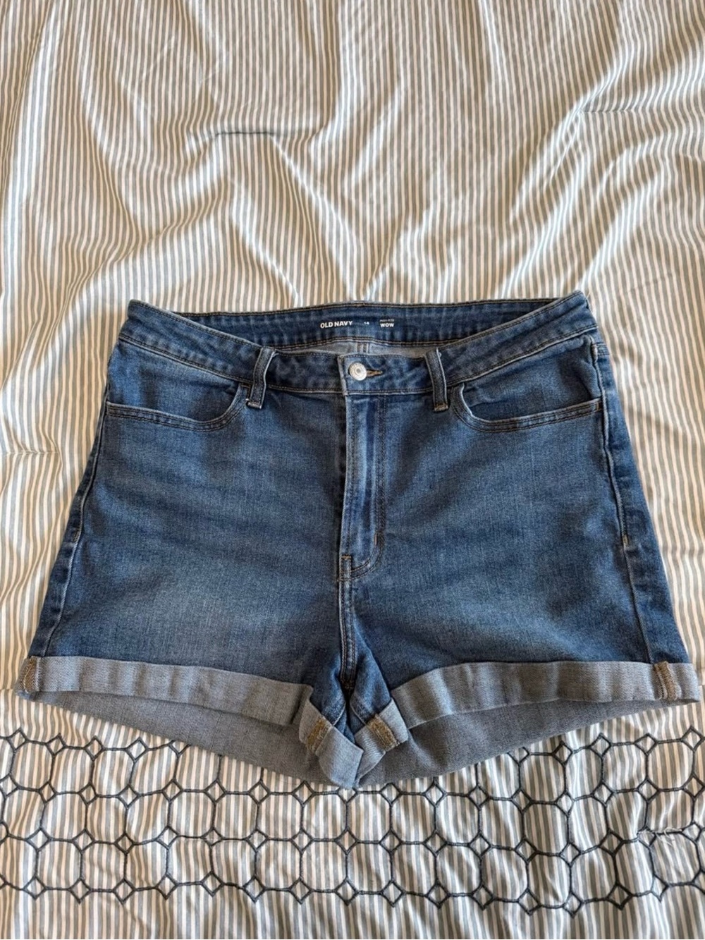 Old Navy Medium Blue Denim Cuffed Jean Shorts
